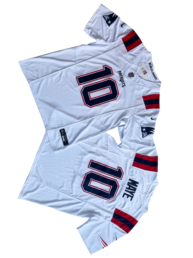 Men's New England Patriots #10 Drake Maye White 2024 Draft F.U.S.E Vapor Limited Football Stitched Jersey